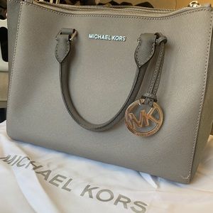 Michael Kors Gray Leather Satchel